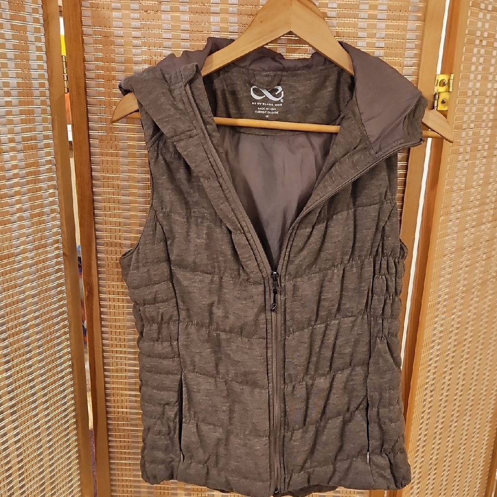 Brownish Gray Quilted Hooded Women's Vest
